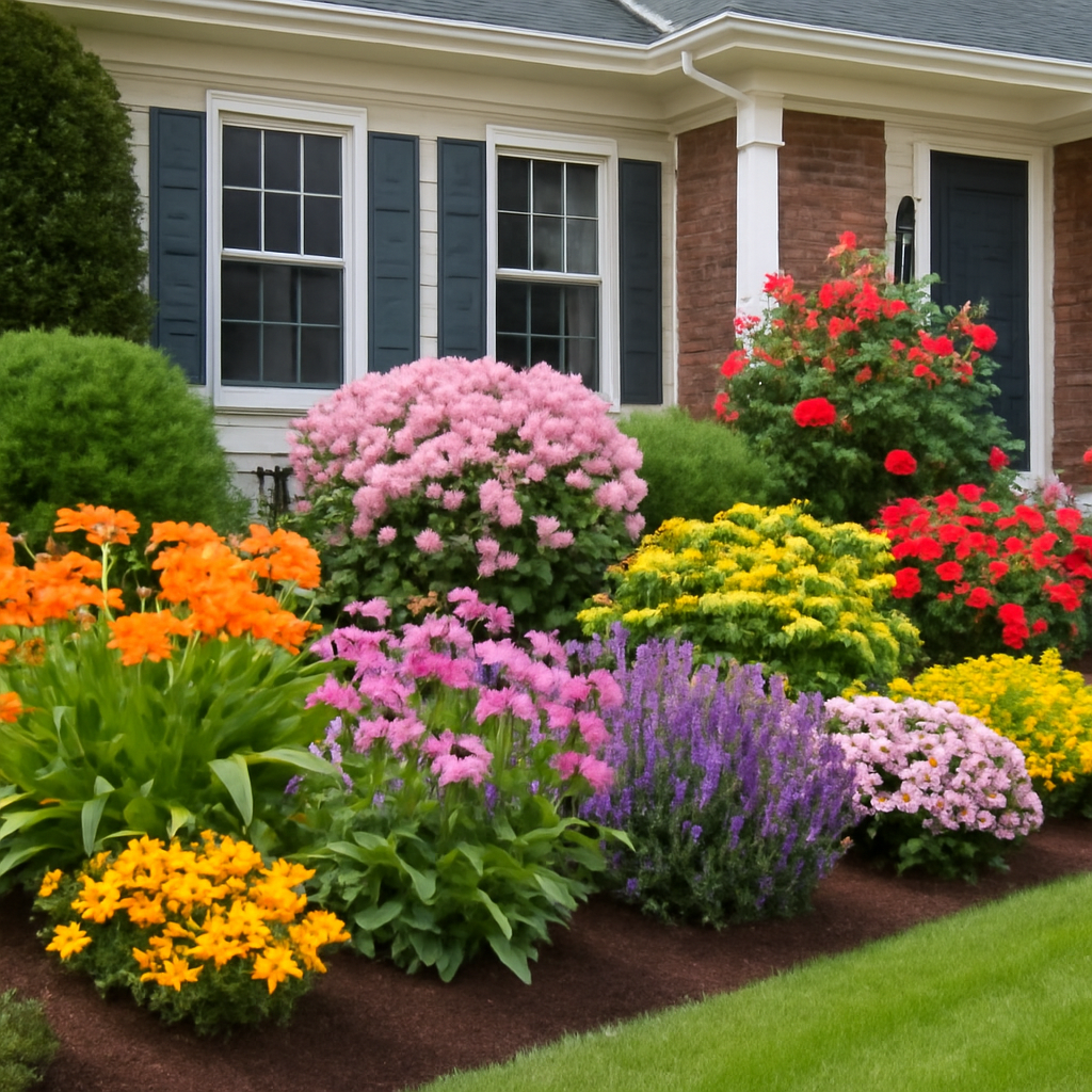 flower bed front of house