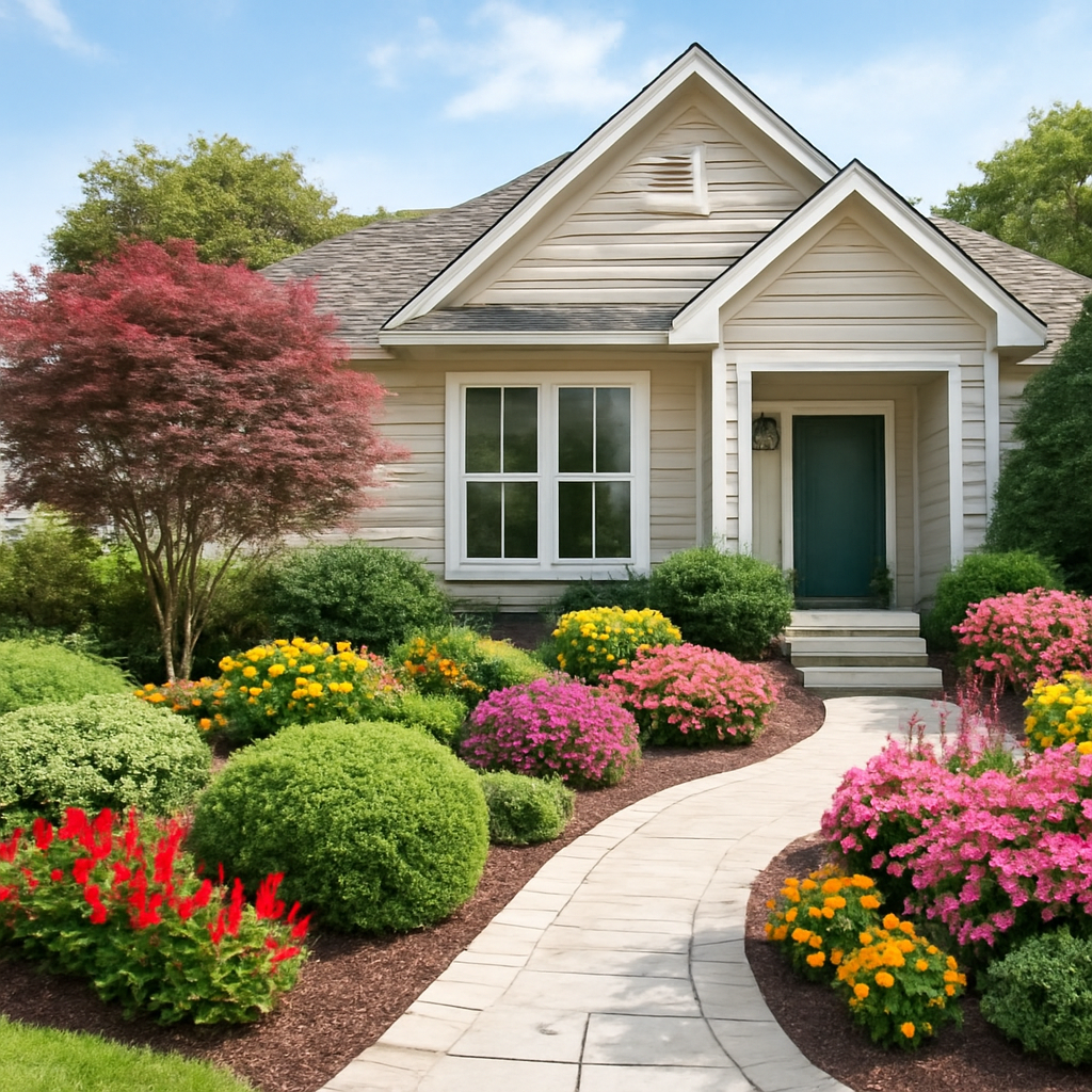 landscape pictures front of house