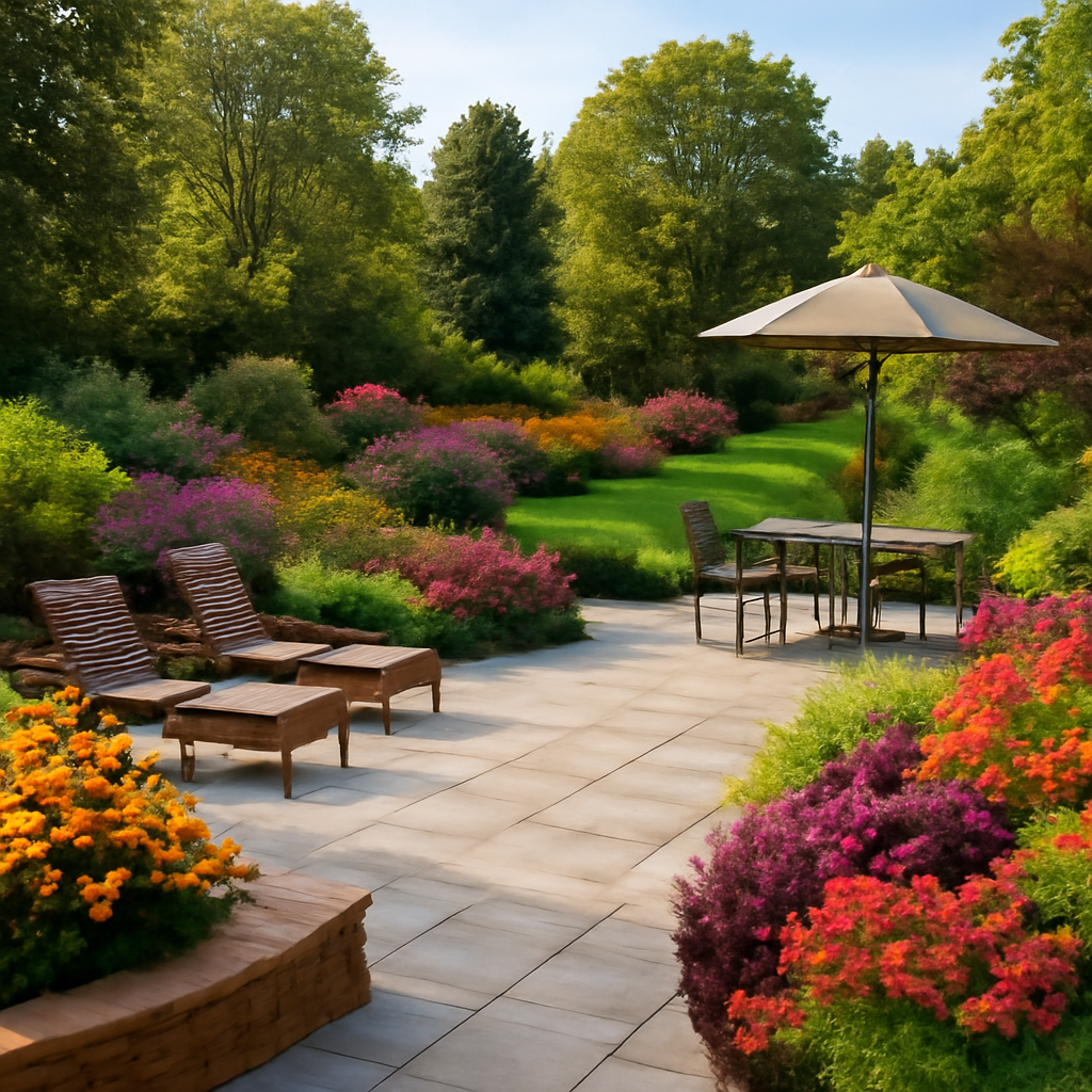 the terrace and outdoor gardens